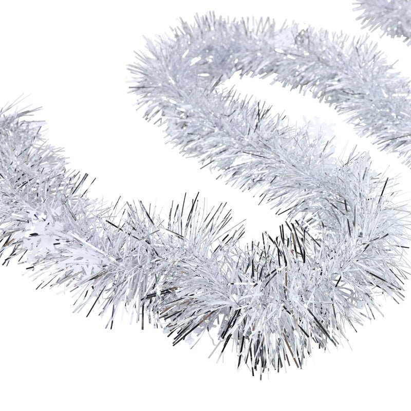 Christmas tree tinsel in white with snowflakes