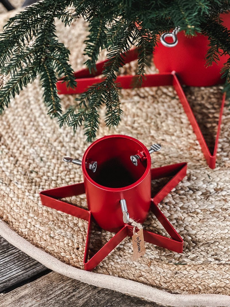Stable Mini Christmas Tree Stand in Matt Red Metal
