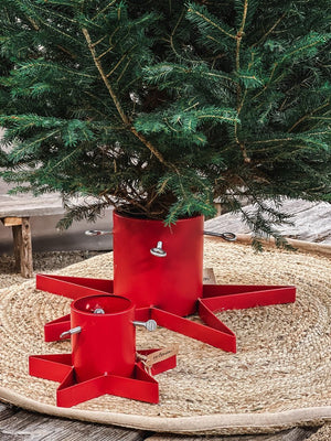 Stable Mini Christmas Tree Stand in Matt Red Metal